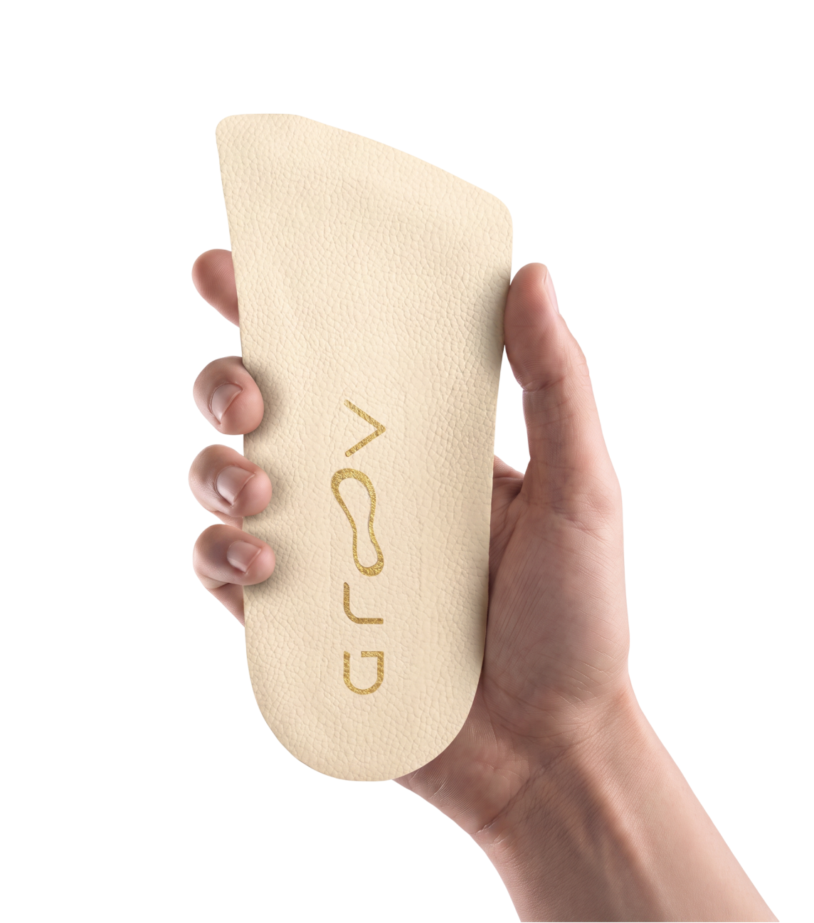 A hand holding The Luxe custom insole.