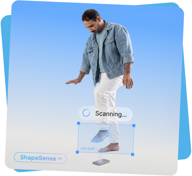 ShapeSense mapping a foot with an iPhone scan.