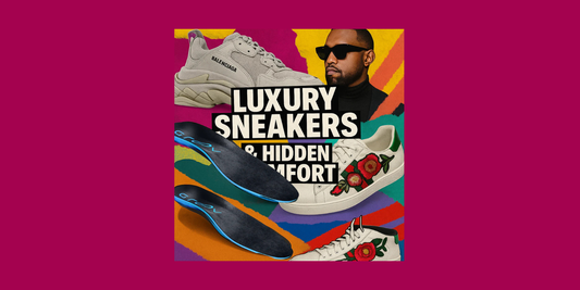 Luxury sneakers look amazing but often lack support. Groov insoles add arch support, cushioning, and comfort to Balenciaga, Gucci, and Jordans, making designer sneakers stylish and wearable all day.