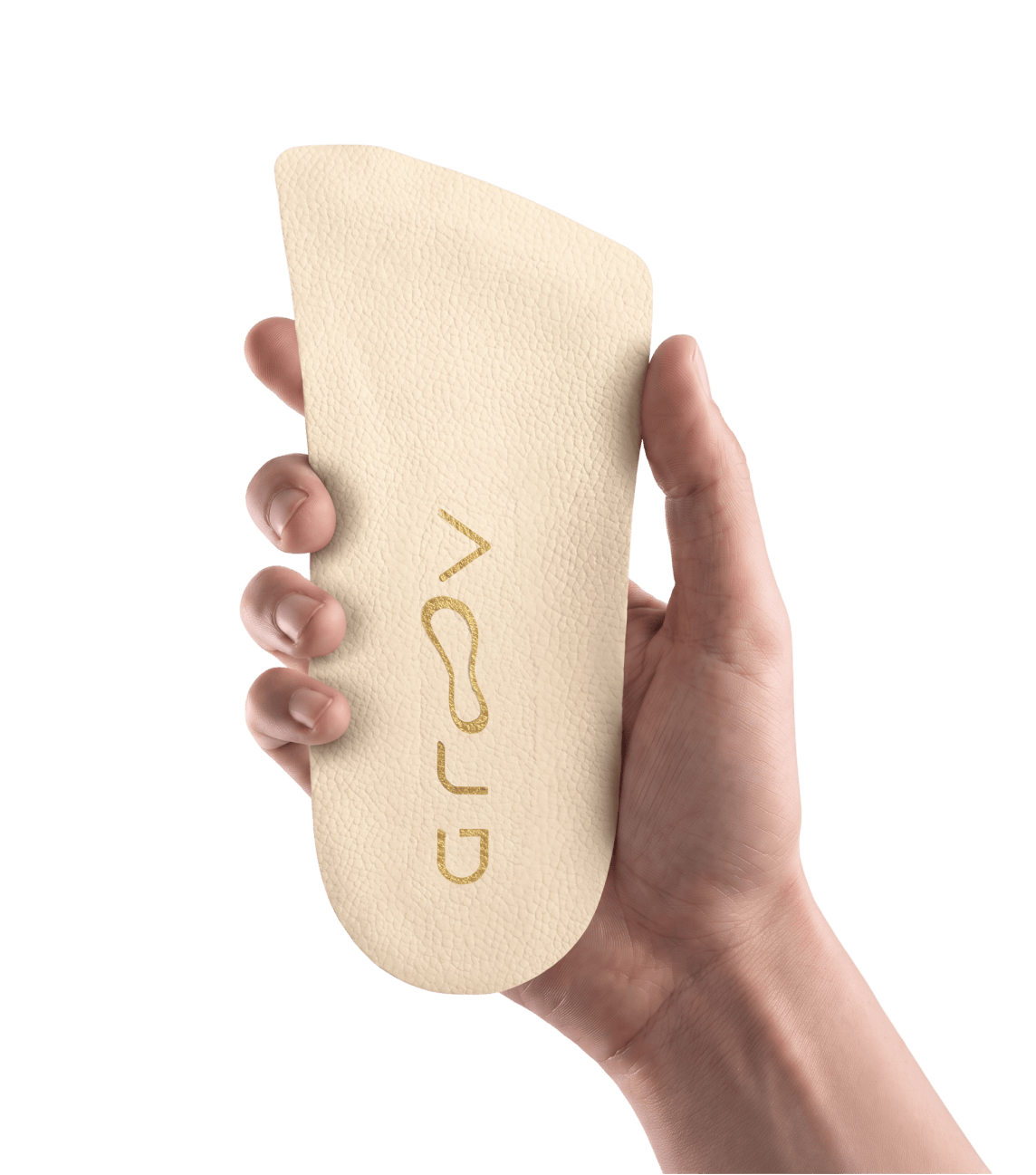 A hand holding The Luxe custom insole.